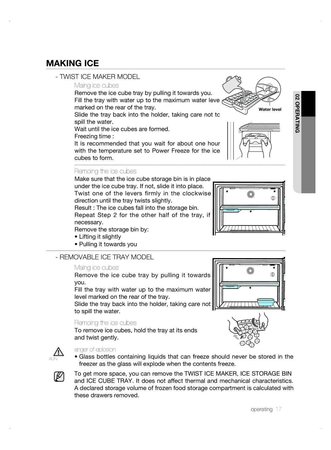 Samsung DA99-01906A user manual Making ice cubes 