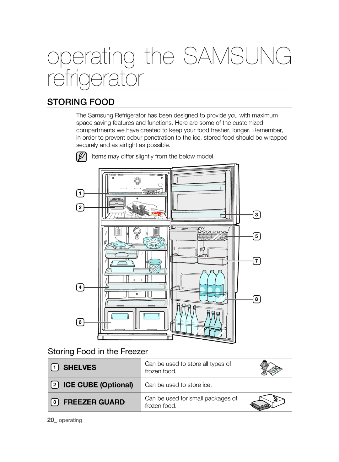 Samsung DA99-01906A user manual Storing fooD, Storing Food in the Freezer 