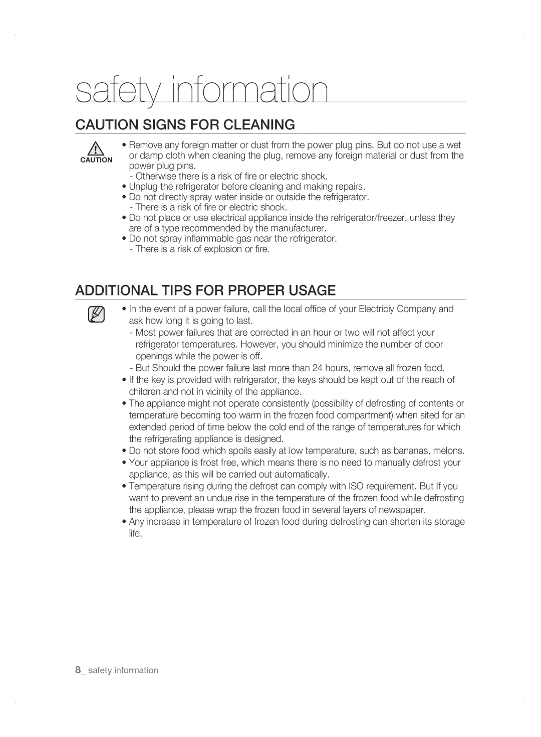 Samsung DA99-01906A user manual Safety information, ADDitionaL tiPs for ProPEr usagE 