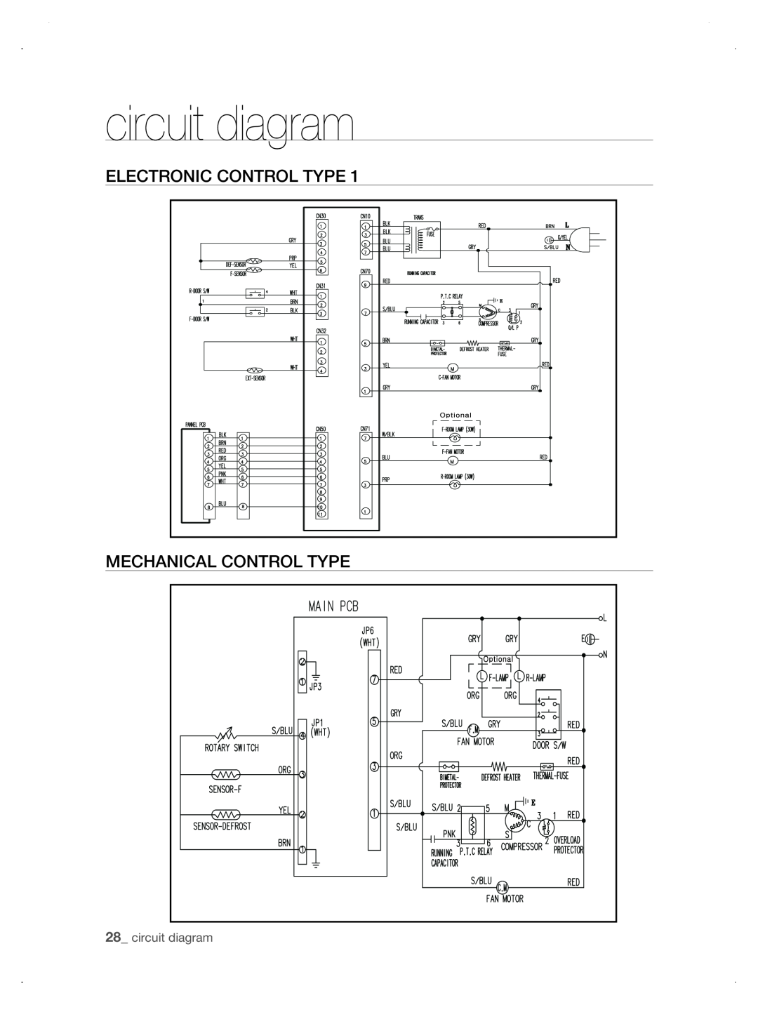 Samsung DA99-01906A user manual circuit diagram, ELECtroniC ControL tyPE MECHaniCaL ControL tyPE 