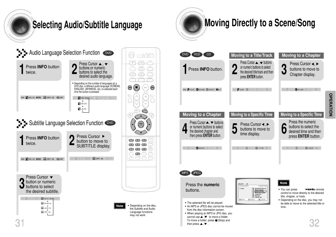 Samsung 20041112090049937 1Press Info button, Buttons to select the desired subtitle, Press the numeric buttons 