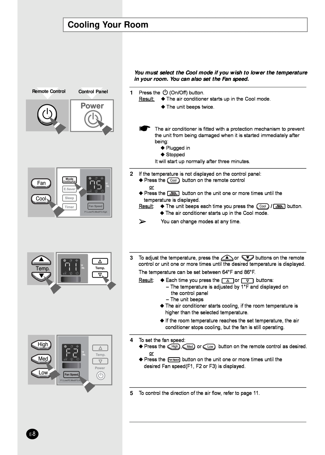 Samsung DB98-15114B(5), AW2402B user manual Cooling Your Room, Control Panel 