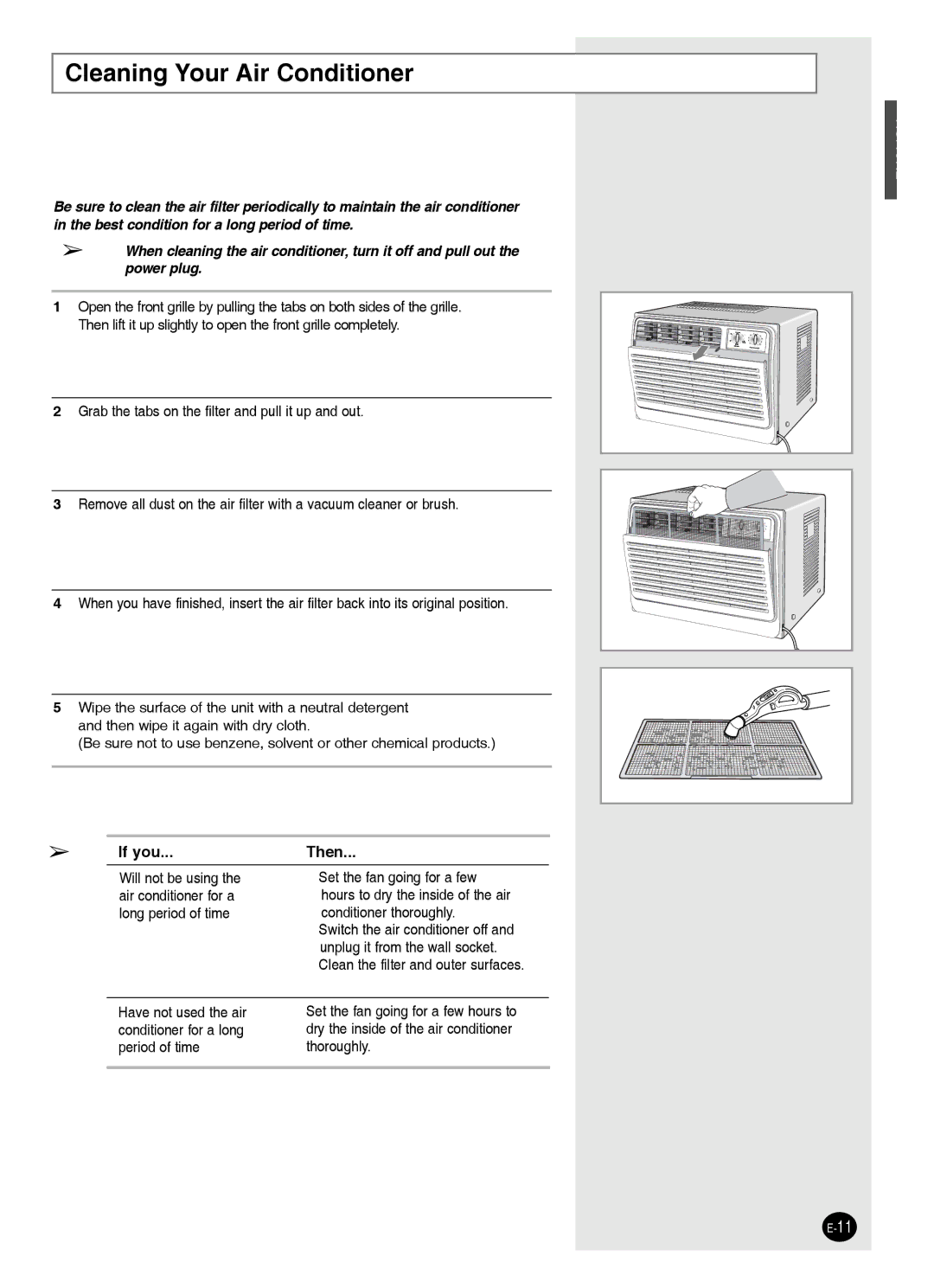 Samsung AW 050BM, DB98-17031A(5), AW 050DM manual Cleaning Your Air Conditioner, If you 