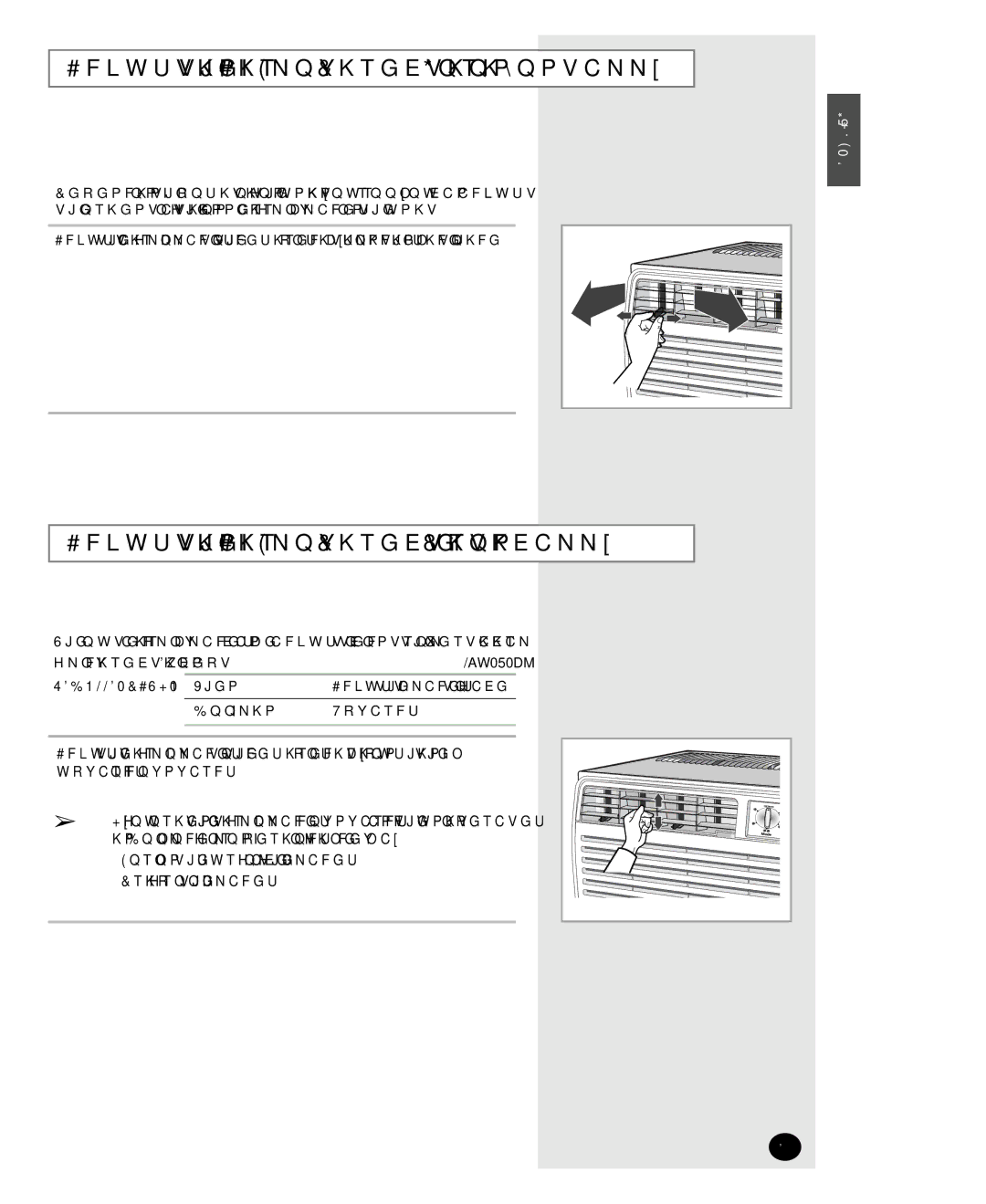 Samsung DB98-17031A(5) manual Adjusting the Air Flow Direction Horizontally, Adjusting the Air Flow Direction Vertically 