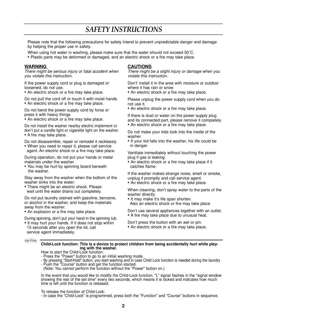 Samsung DC68-01518Q user manual Safety Instructions 