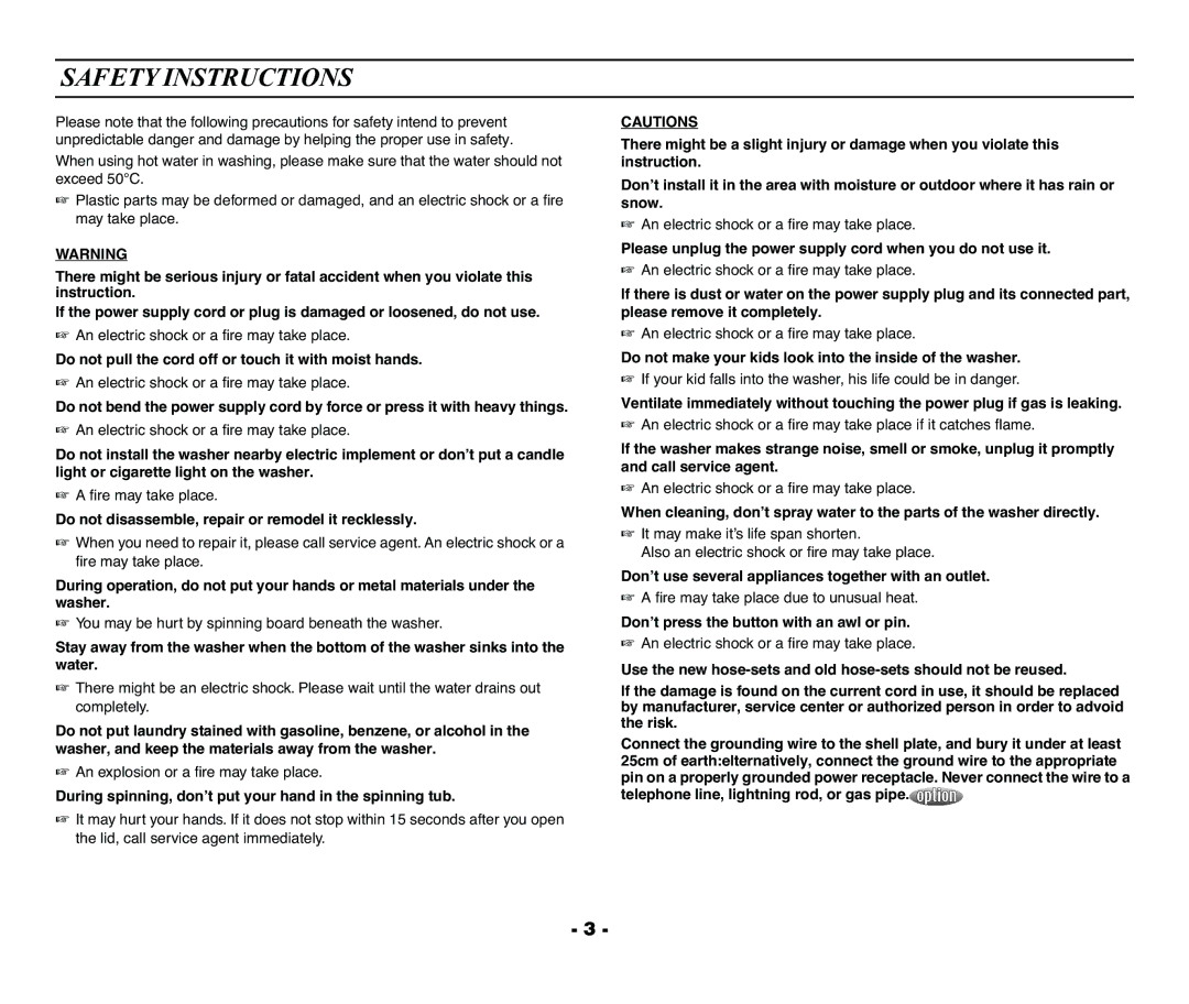 Samsung DC68-01922A user manual Safety Instructions 