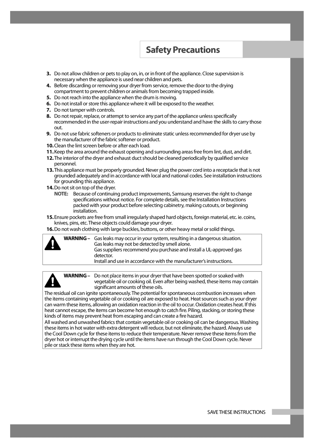 Samsung DC68-02347B-EN owner manual Safety Precautions 