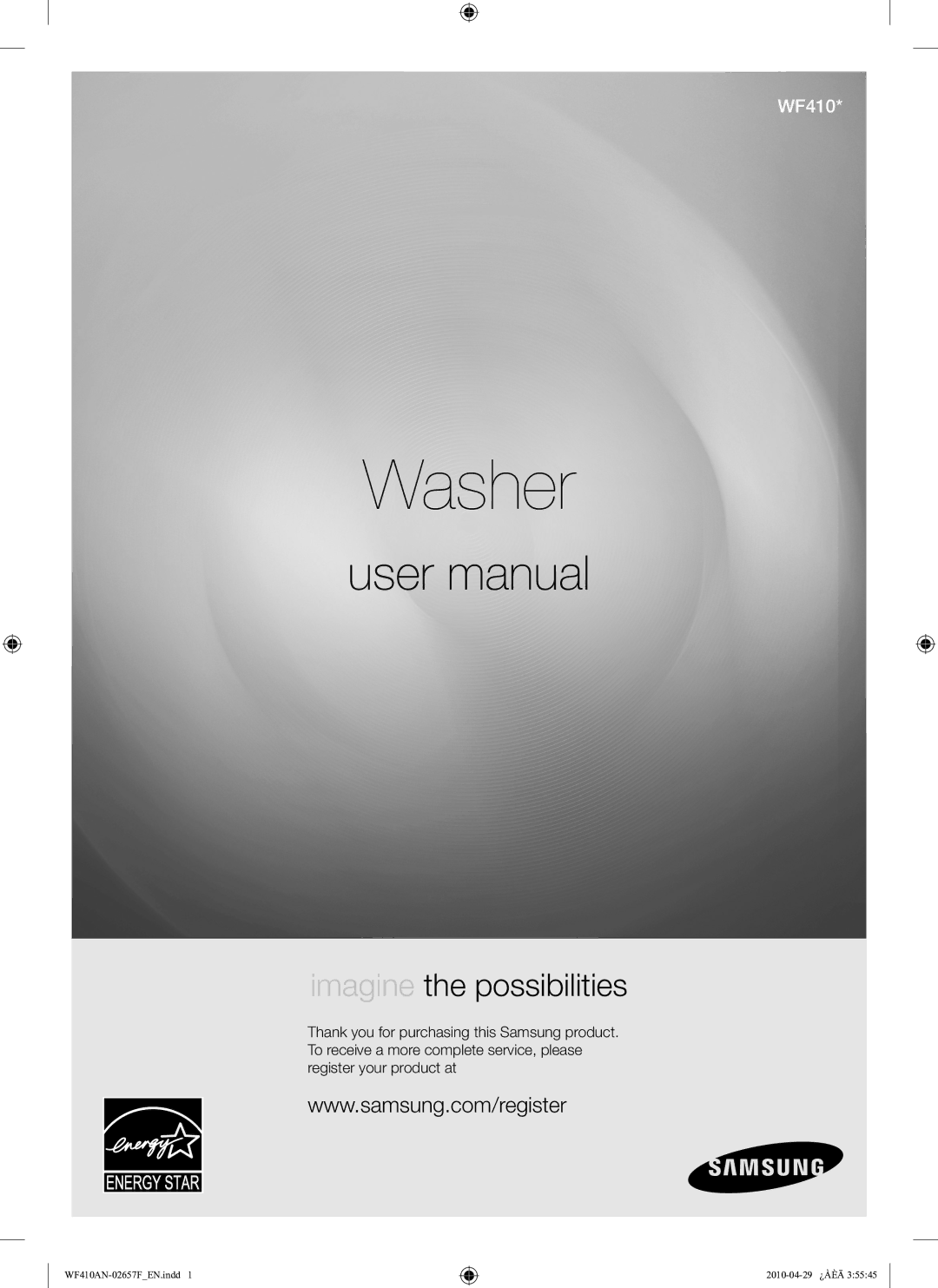 Samsung DC68-02657F user manual Washer 