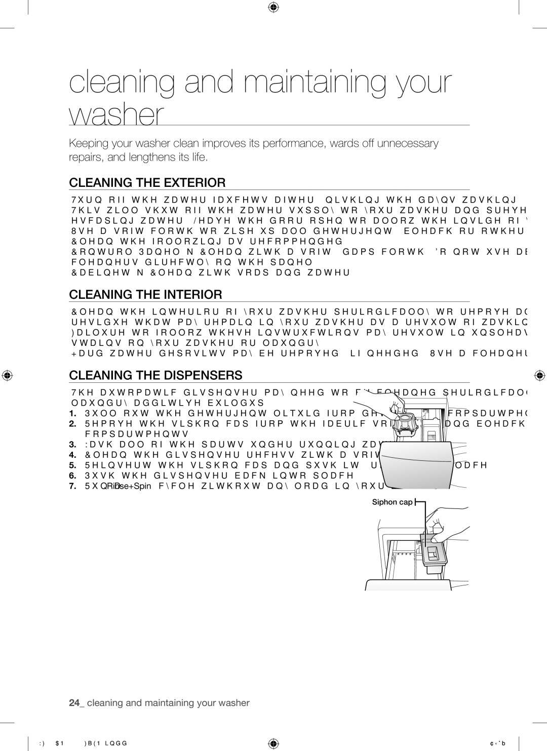 Samsung DC68-02657F user manual Cleaning and maintaining your washer, Cleaning the Exterior, Cleaning the Interior 