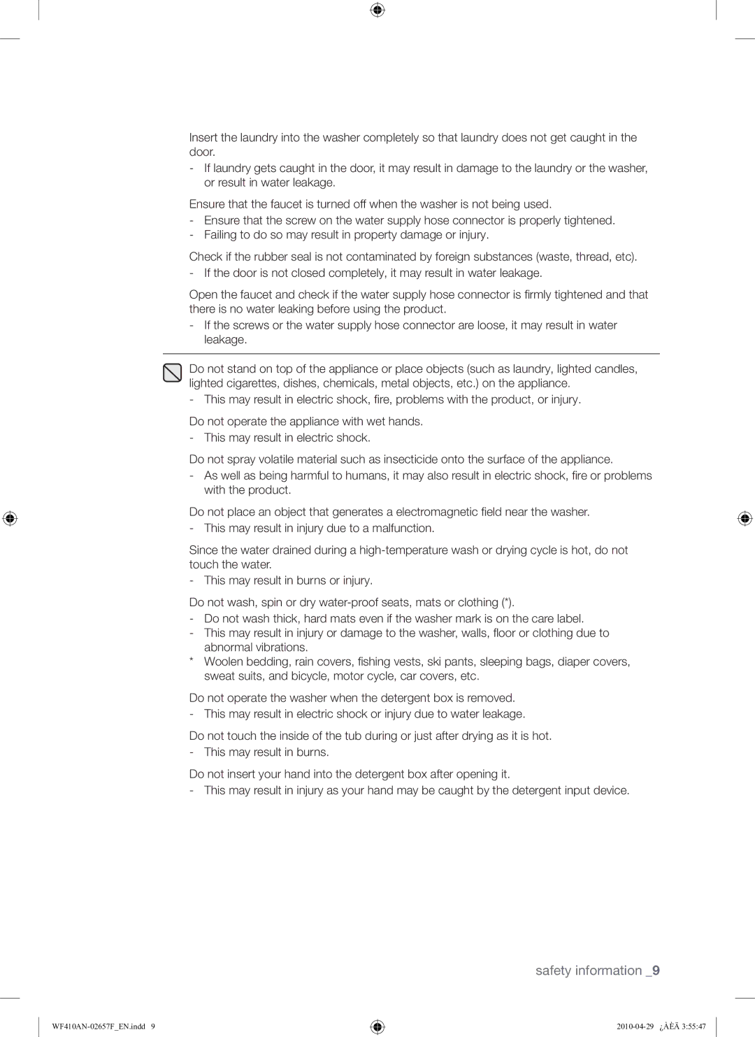 Samsung DC68-02657F user manual Safety information 