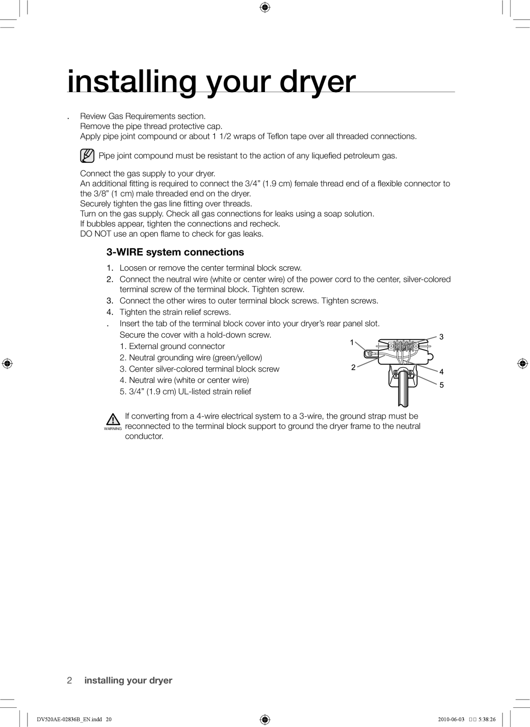 Samsung DC68-02836B user manual Wire system connections 