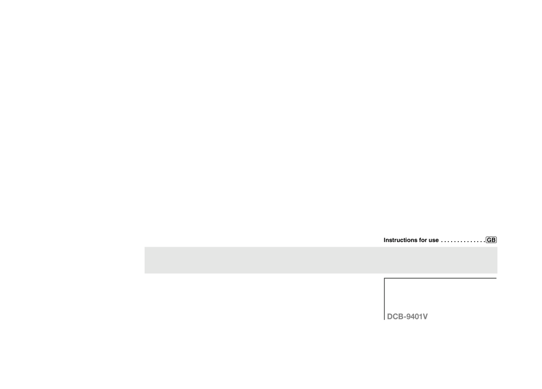 Samsung DCB-9401V manual Instructions for use . . . . . . . . . . . . . . GB 