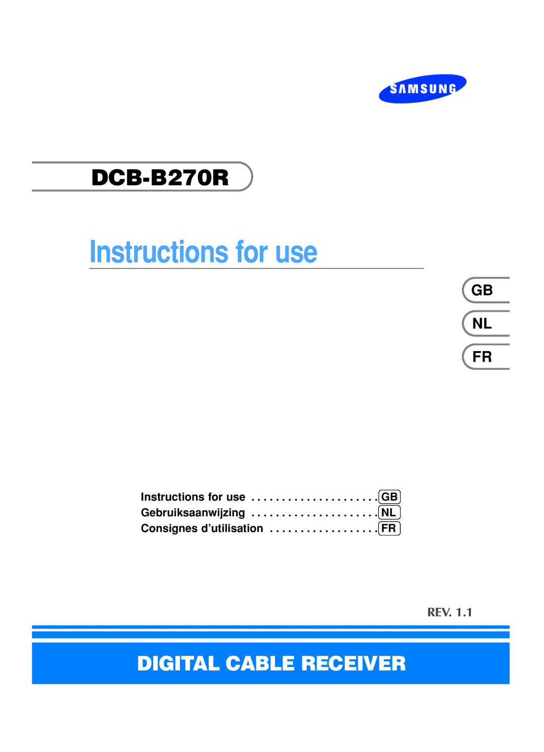 Samsung DCB-B270R manual Instructions for use 