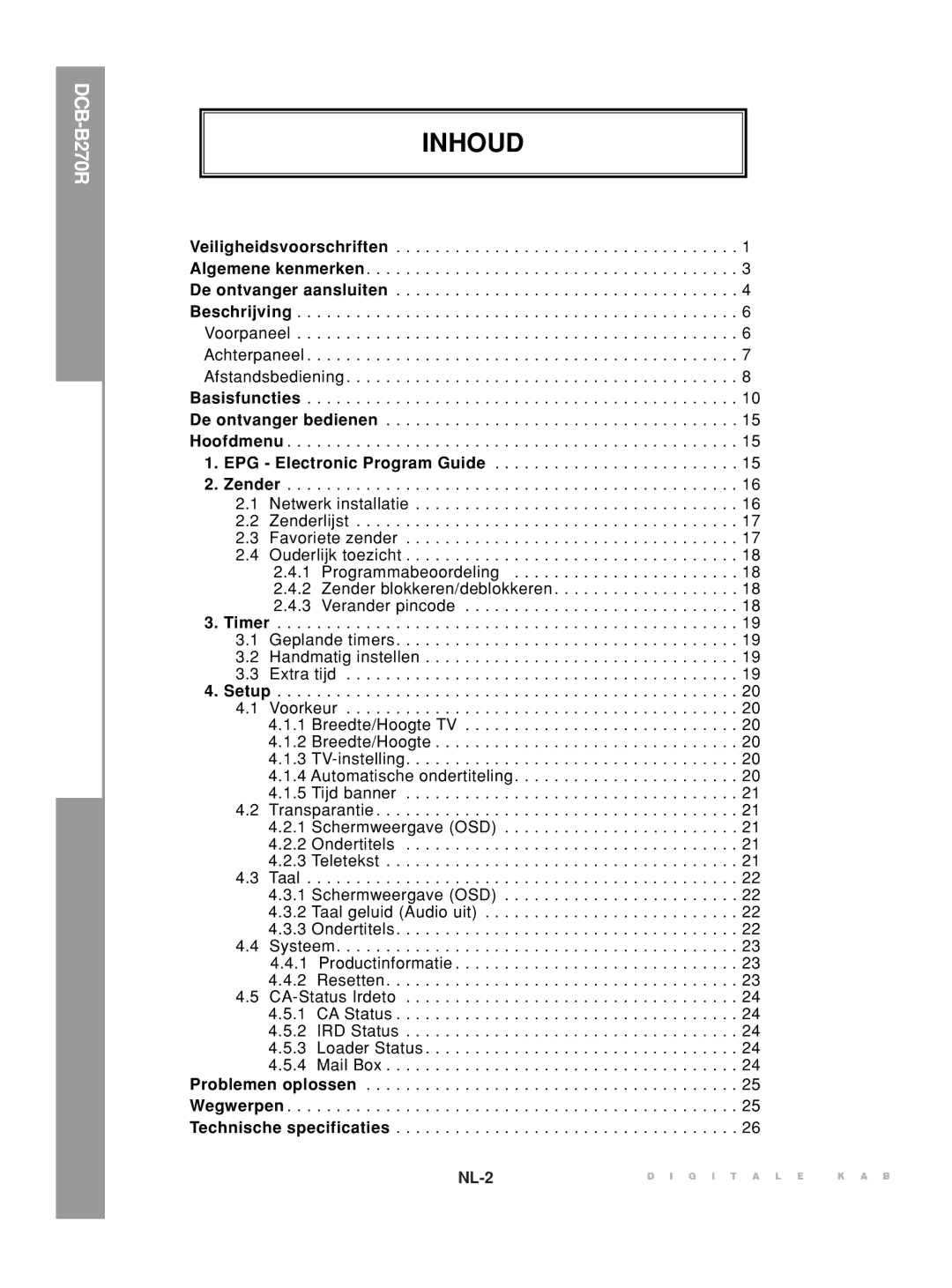 Samsung DCB-B270R manual Inhoud 