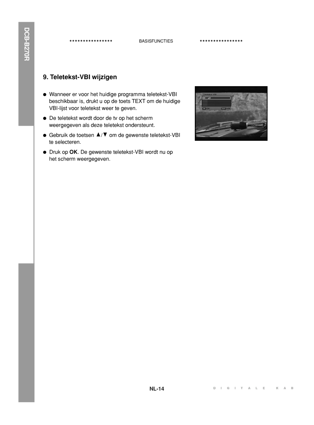 Samsung DCB-B270R manual Teletekst-VBI wijzigen 