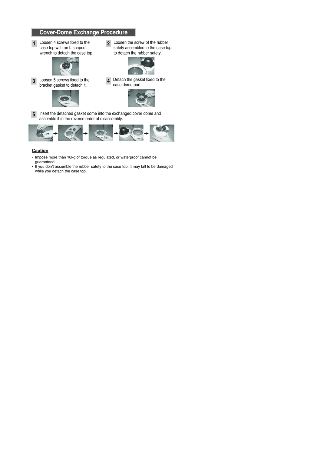 Samsung DCC-9C manual Cover-Dome Exchange Procedure 