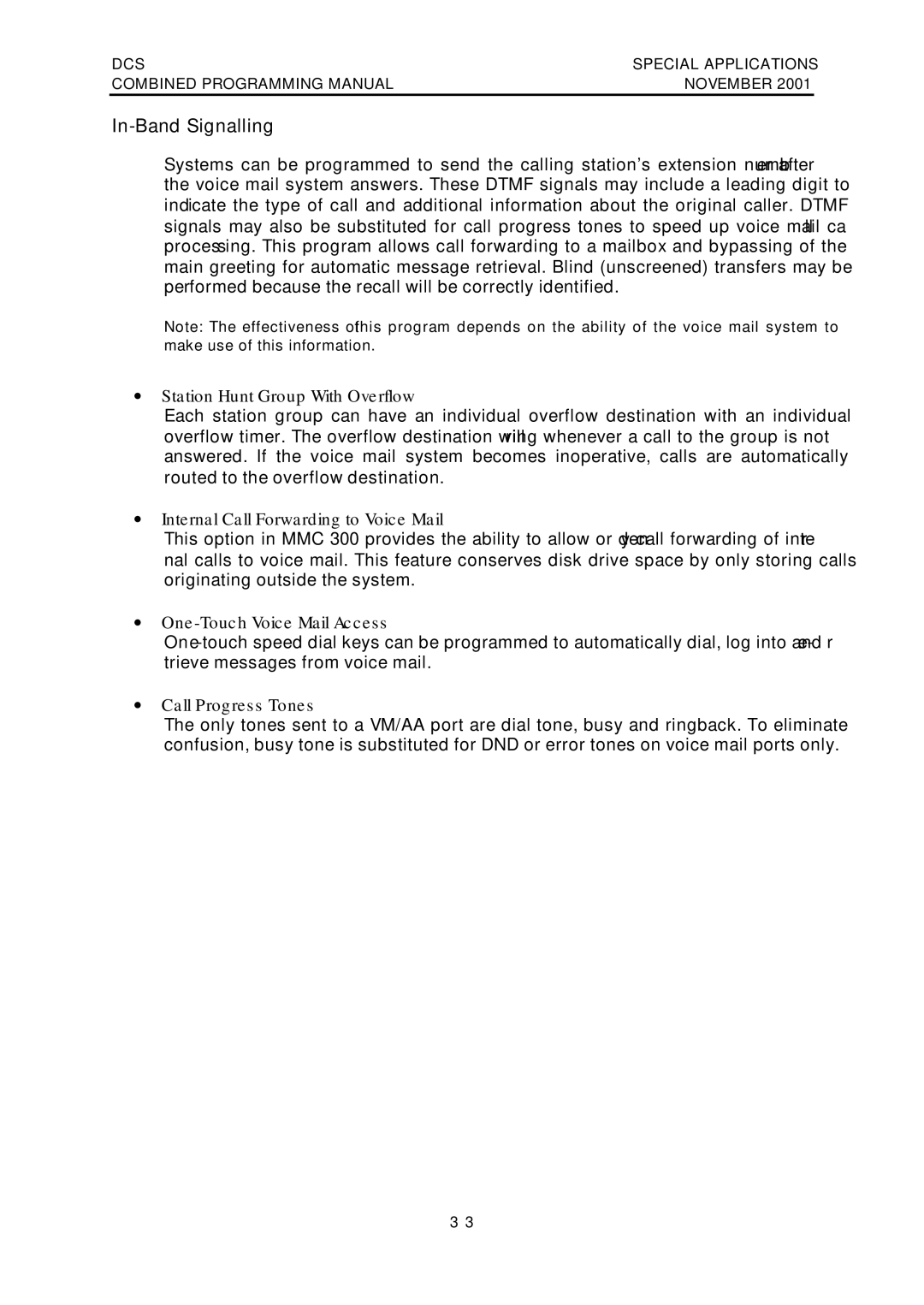 Samsung DCS-408I manual In-Band Signalling 