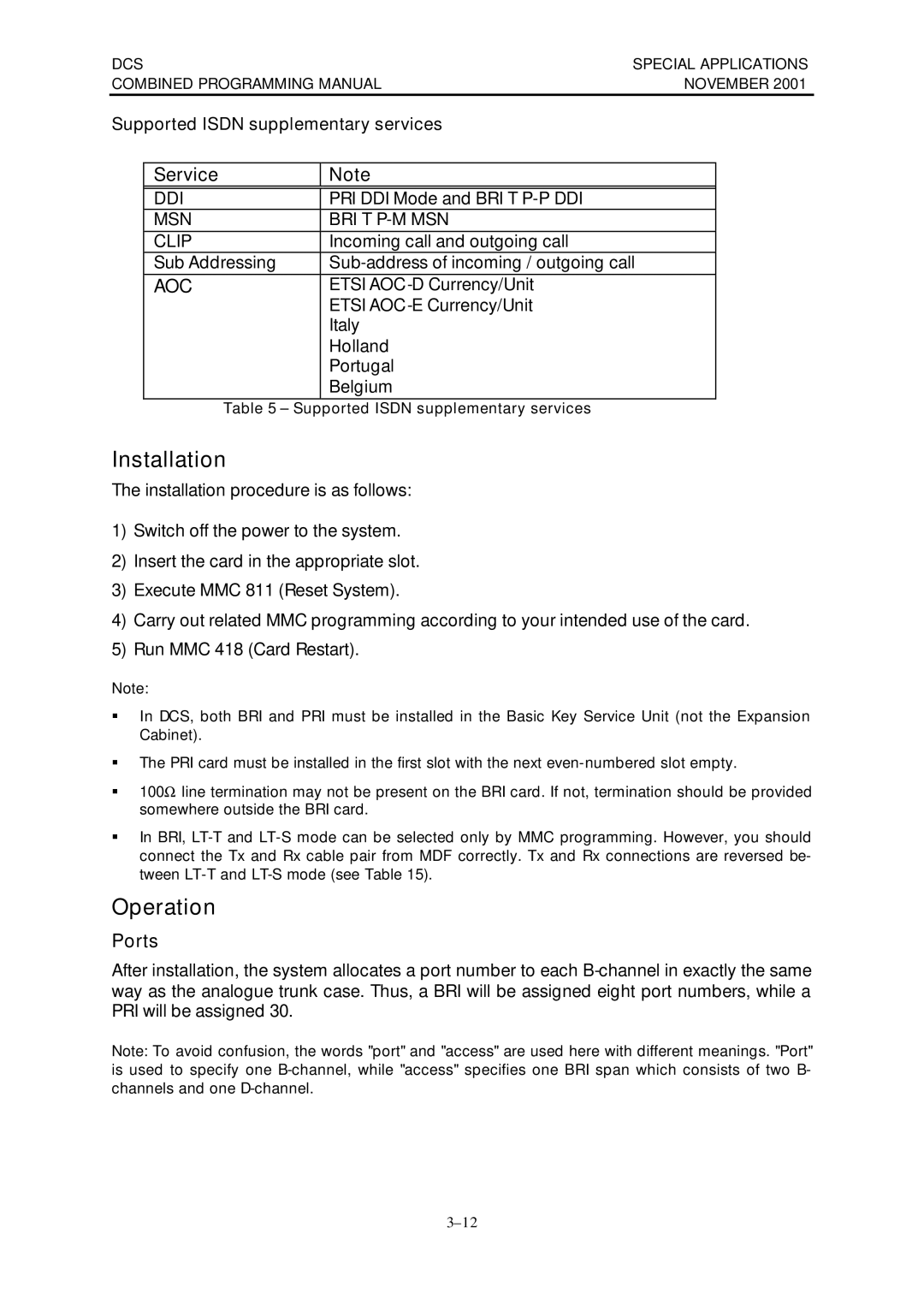 Samsung DCS-408I manual Service, Supported Isdn supplementary services 