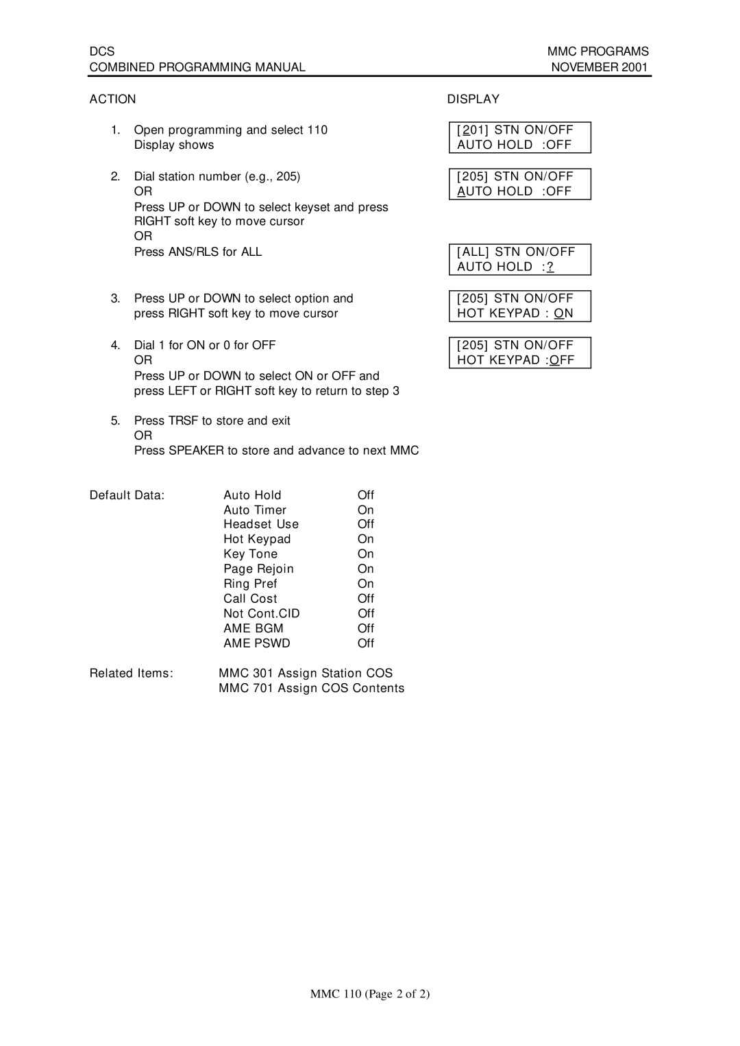 Samsung DCS-408I manual Ame Bgm, AME Pswd 