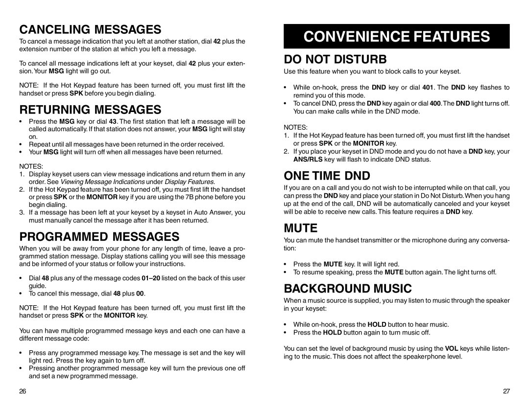 Samsung DCS 50si manual Convenience Features 