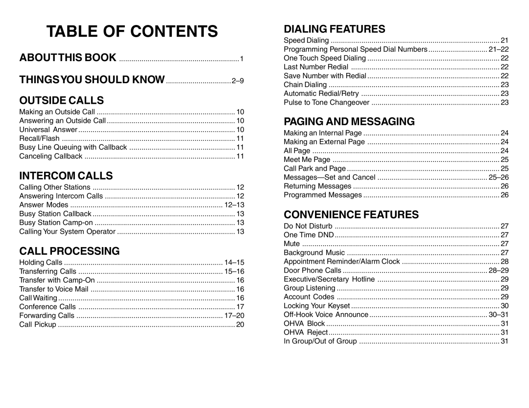 Samsung DCS 50si manual Table of Contents 