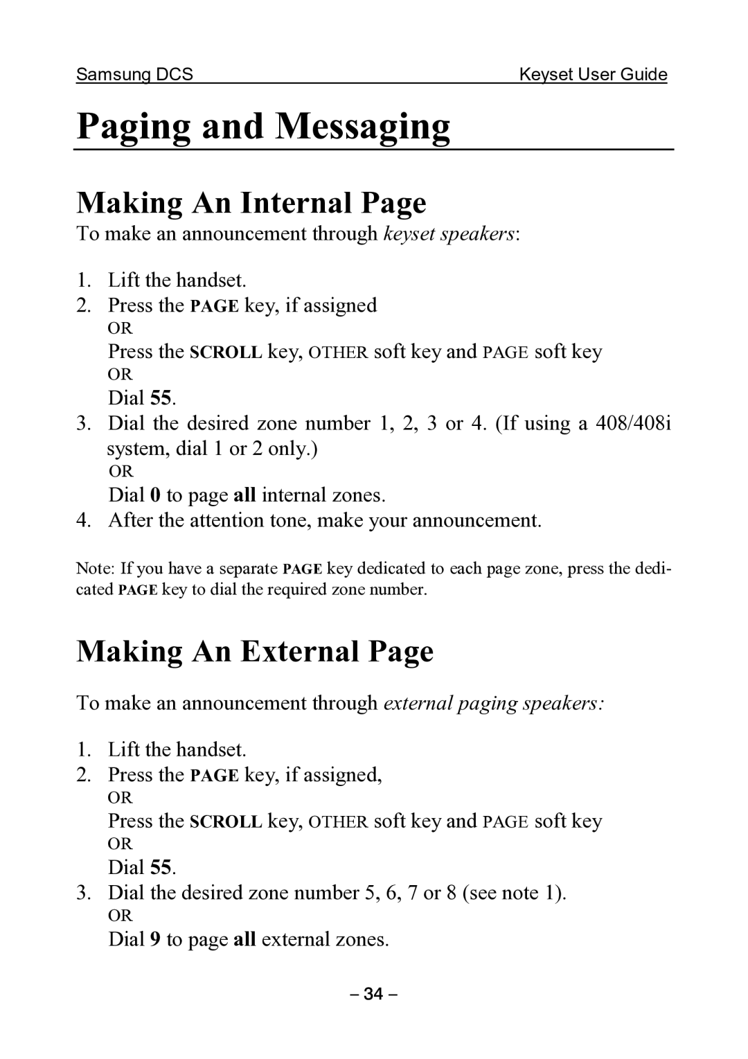 Samsung DCS KEYSET manual Paging and Messaging, Making An Internal, Making An External 