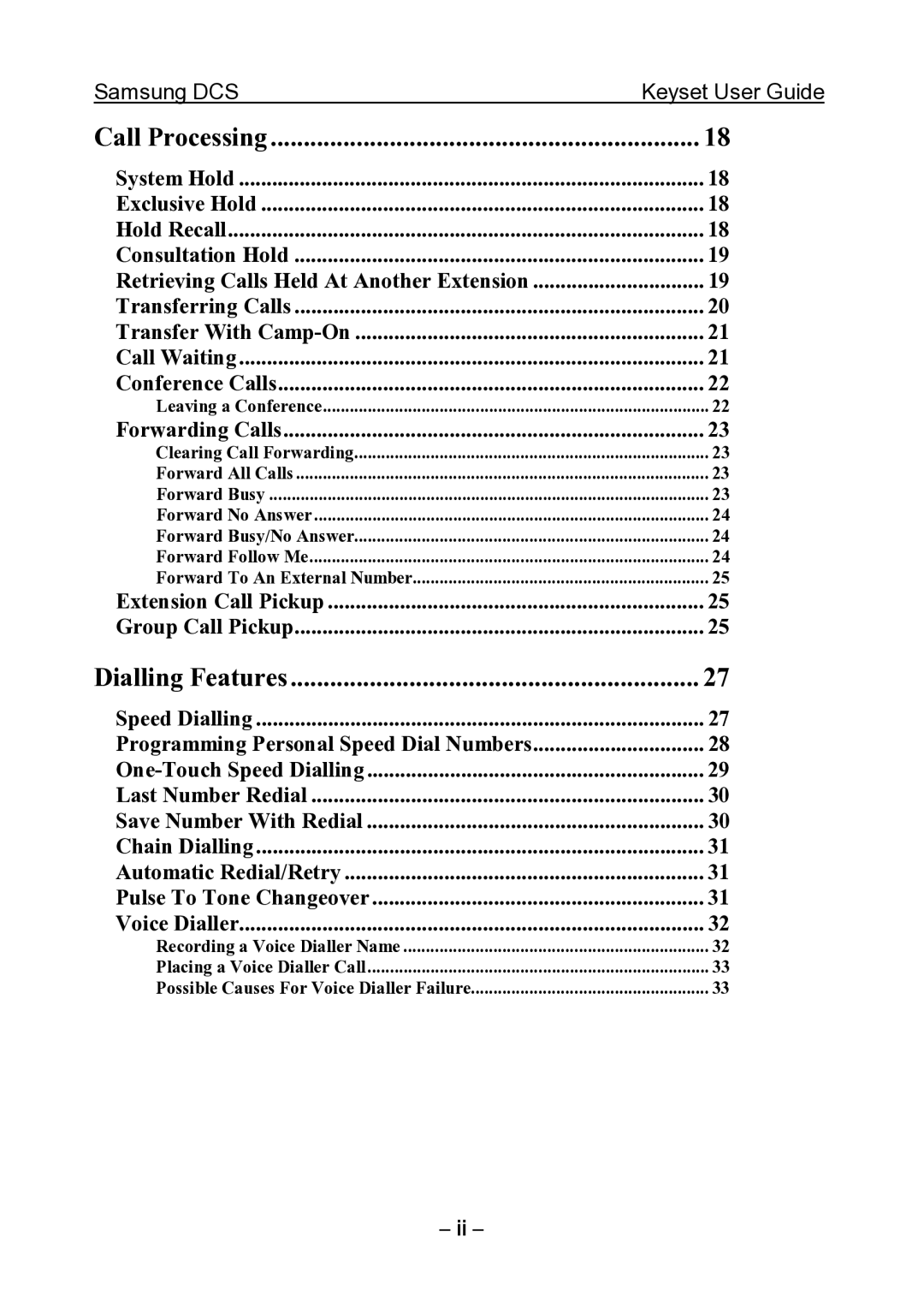 Samsung DCS KEYSET manual Samsung DCS Keyset User Guide 