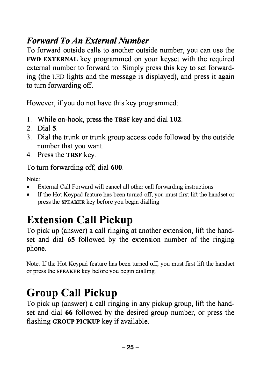 Samsung DCS KEYSET manual Extension Call Pickup, Group Call Pickup, Forward To An External Number 
