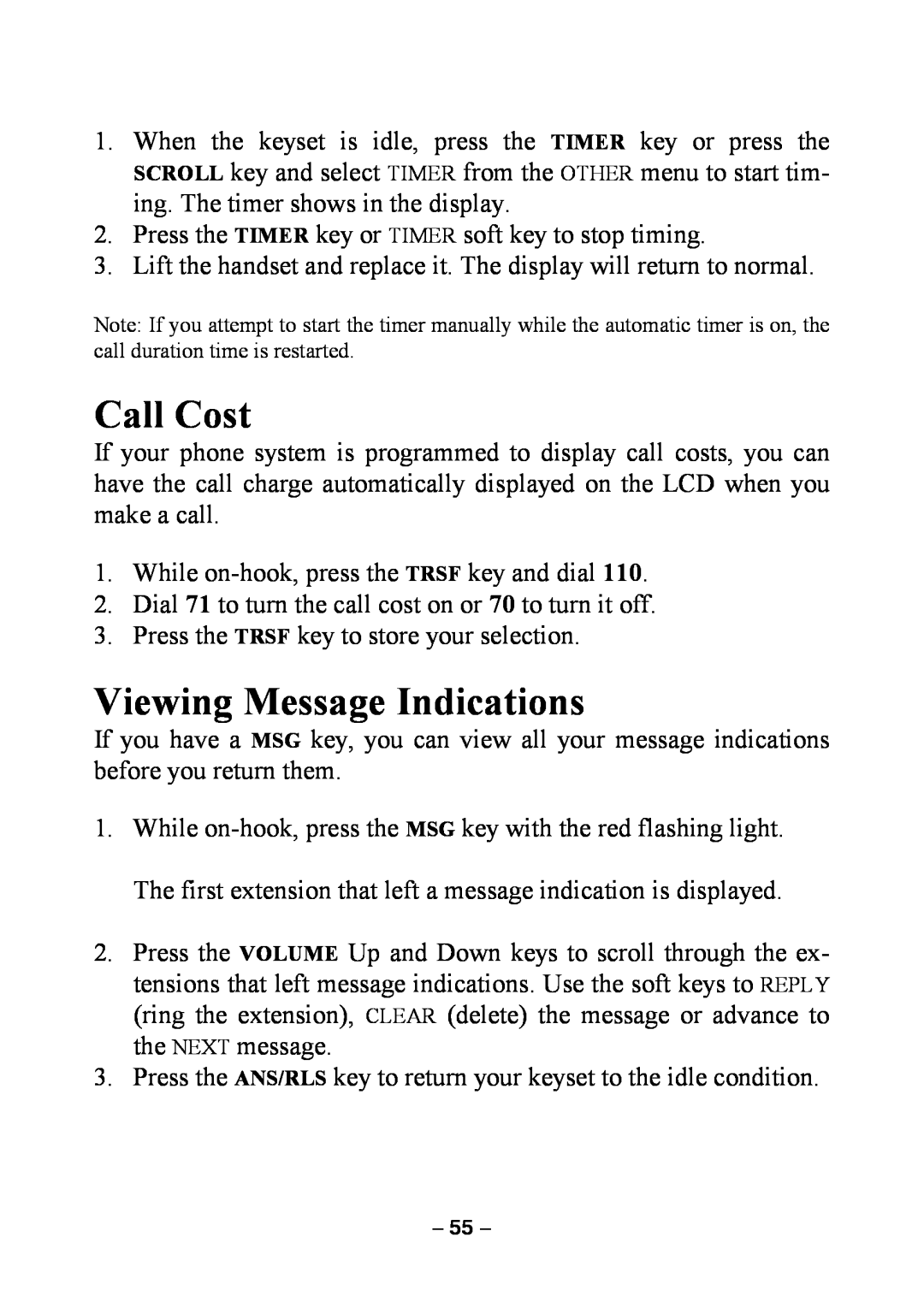 Samsung DCS KEYSET manual Call Cost, Viewing Message Indications 