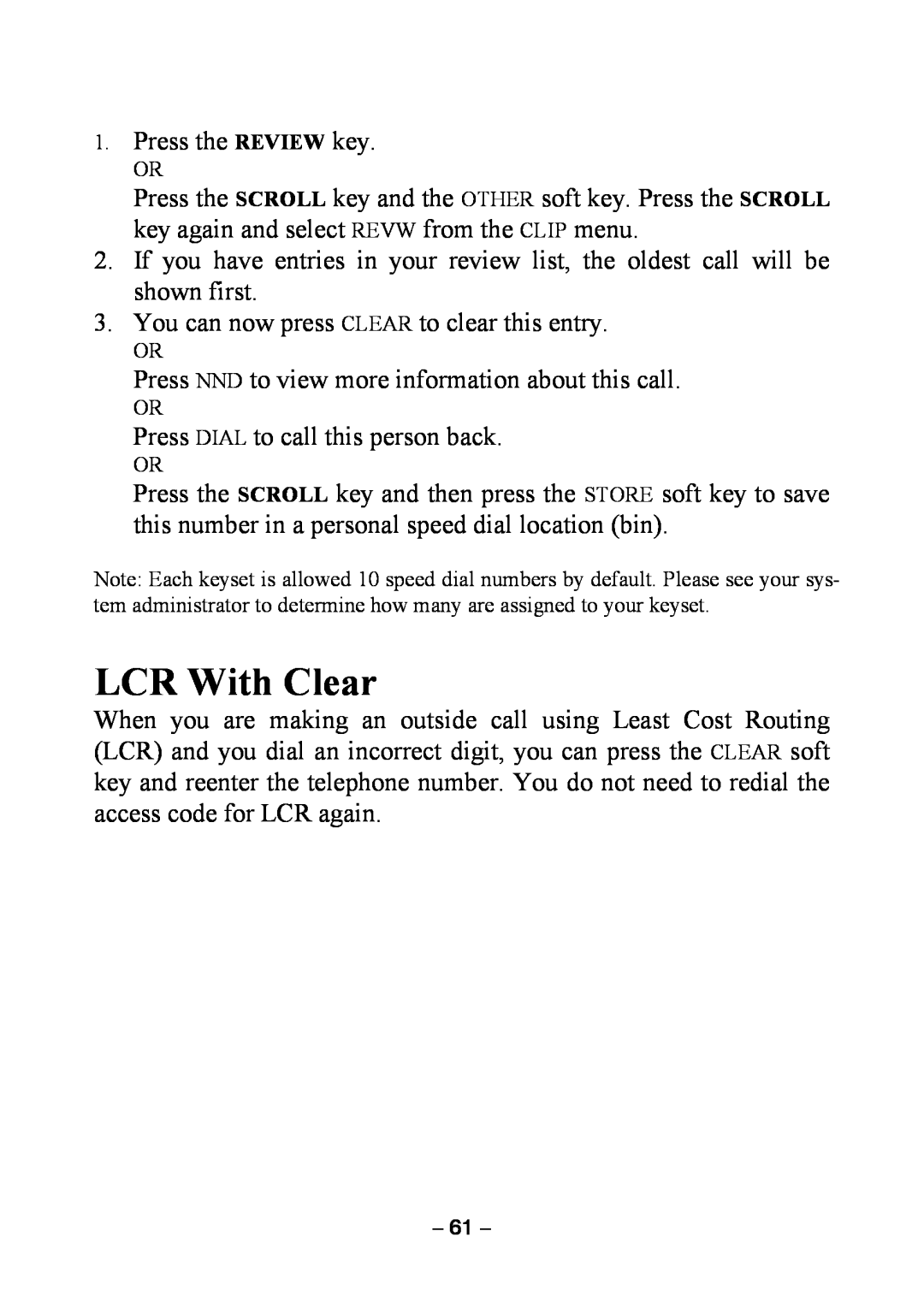 Samsung DCS KEYSET manual LCR With Clear 