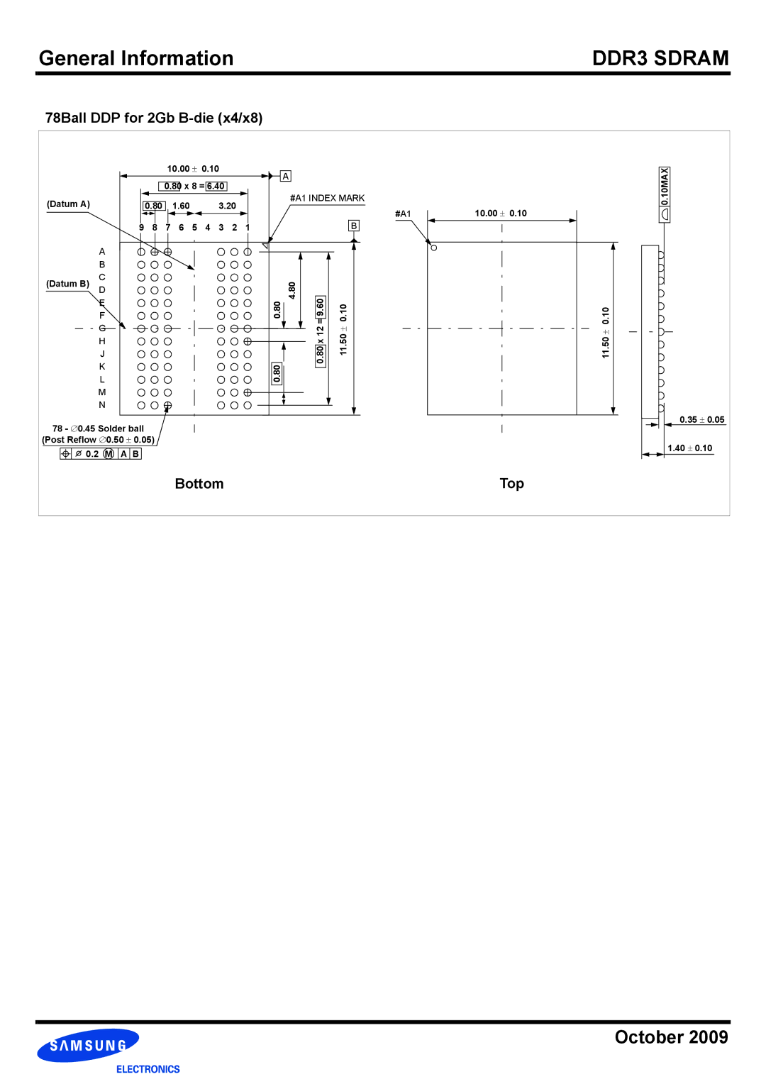 Samsung DDR3 manual 78Ball DDP for 2Gb B-die x4/x8 