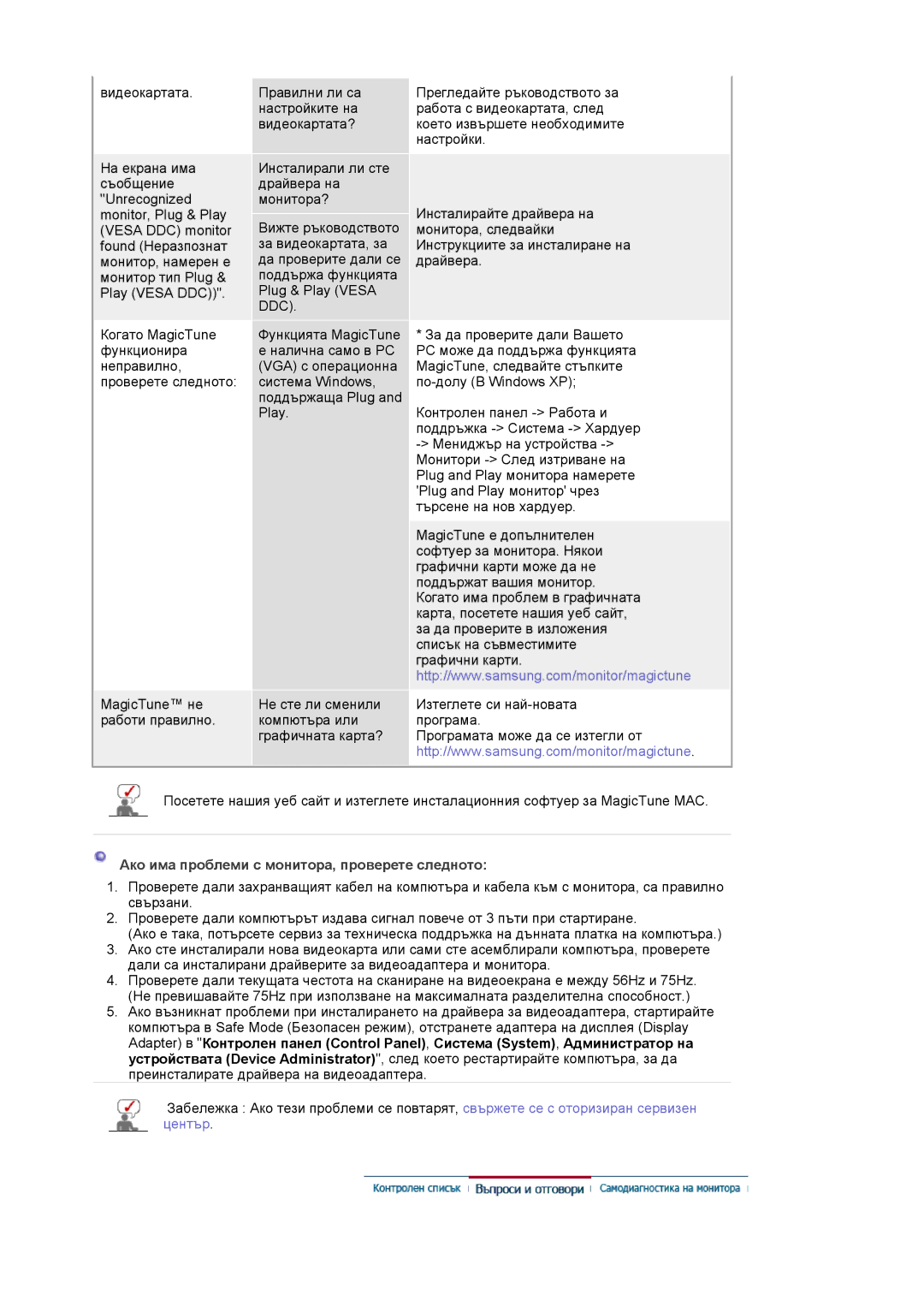 Samsung DE17PSQAQ/EDC, DE19PSQAQ/EDC, DE19PSQFV/EDC, GS19ESSS/EDC manual Ddc, Ако има проблеми с монитора, проверете следното 