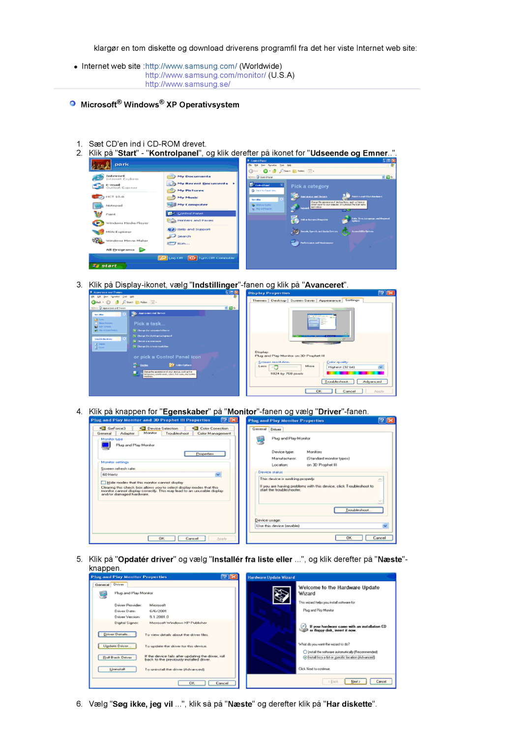 Samsung DE19PSQAQ/EDC, DE17PSQAQ/EDC, DE19PSQFV/EDC, GS19ESSS/EDC manual Microsoft Windows XP Operativsystem 