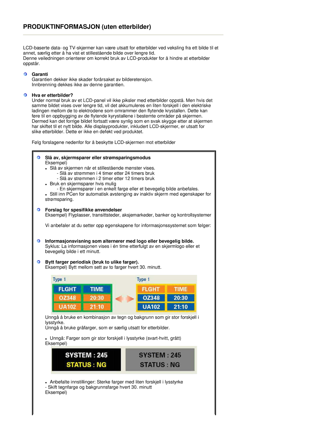 Samsung GS19ESSS/EDC, DE17PSQAQ/EDC manual Garanti, Hva er etterbilder?, Slå av, skjermsparer eller strømsparingsmodus 