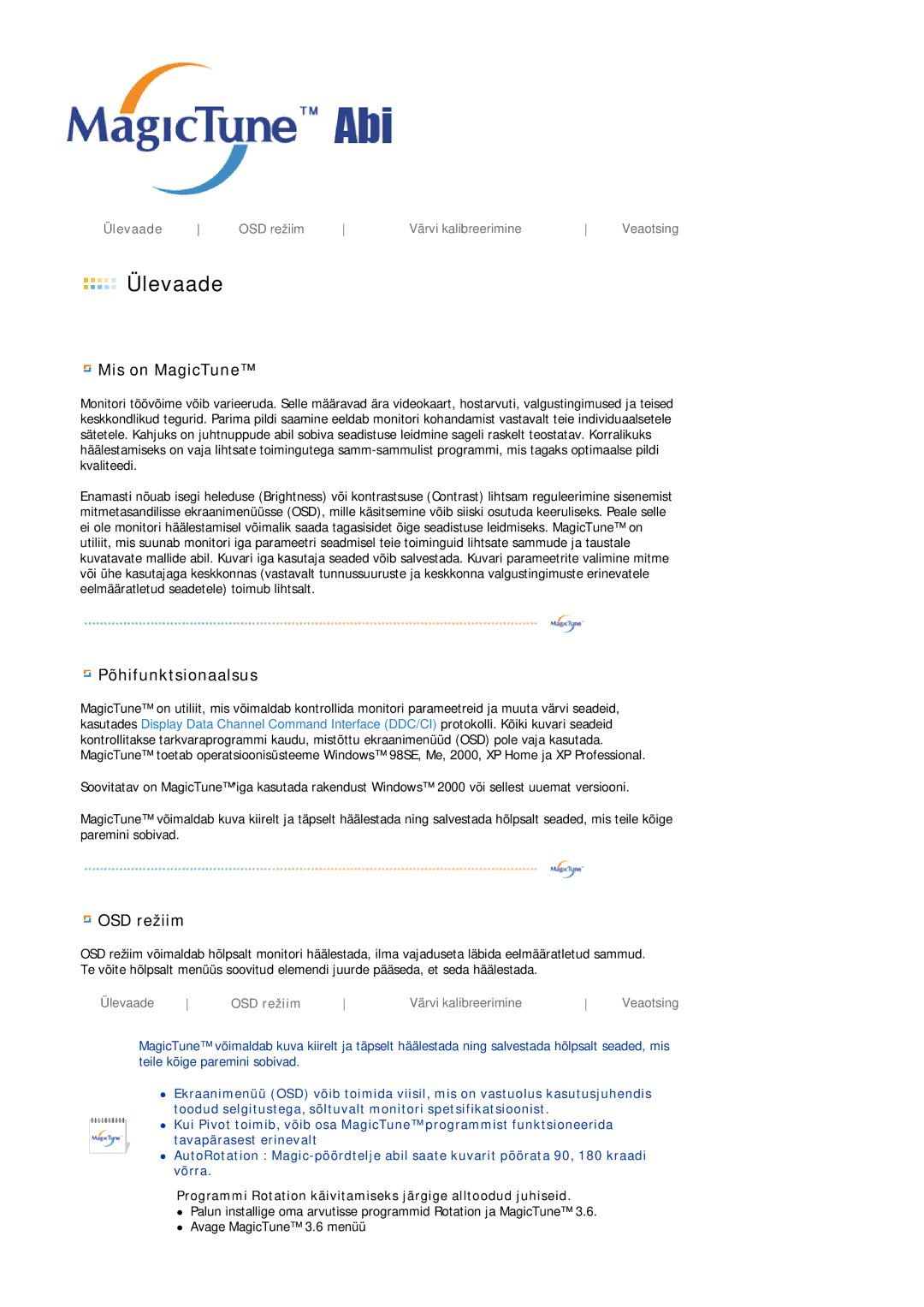 Samsung DE17PSQAQ/EDC, DE19PSQAQ/EDC, GS19ESSS/EDC Ülevaade, Programmi Rotation käivitamiseks järgige alltoodud juhiseid 