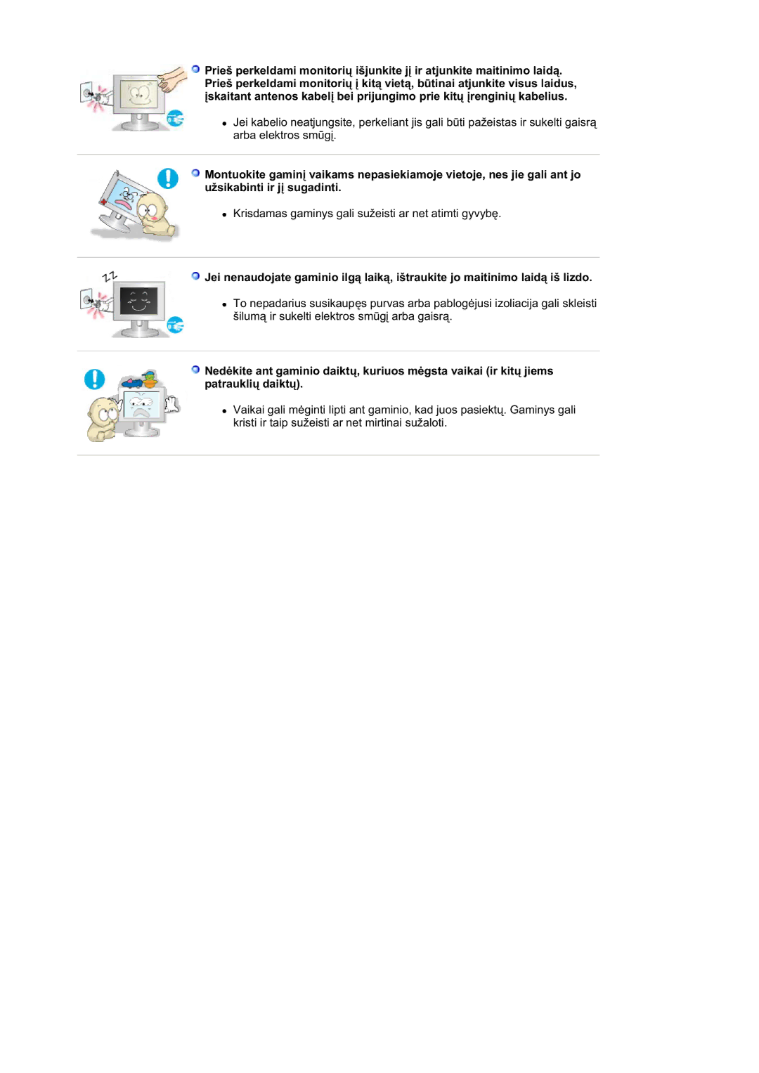 Samsung DE17PSQAQ/EDC, DE19PSQAQ/EDC, GS19ESSS/EDC manual Krisdamas gaminys gali sužeisti ar net atimti gyvybĊ 