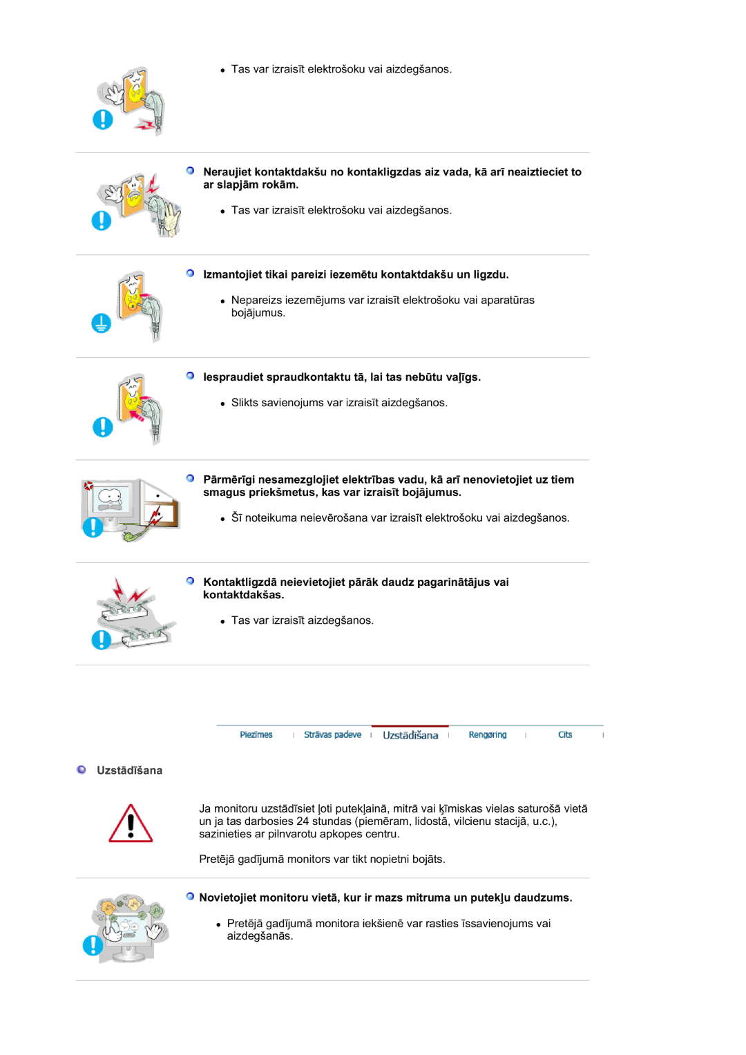 Samsung DE17PSQAQ/EDC, DE19PSQAQ/EDC, GS19ESSS/EDC Izmantojiet tikai pareizi iezemƝtu kontaktdakšu un ligzdu, UzstƗdƯšana 