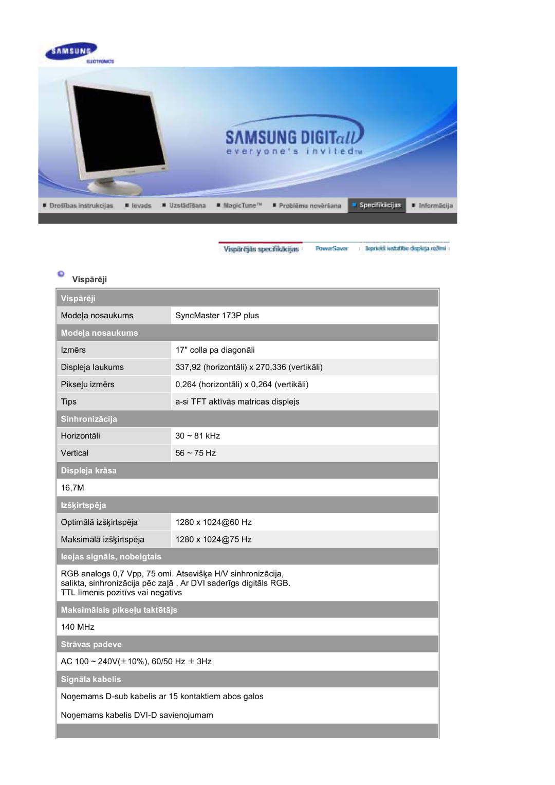 Samsung DE19PSQAQ/EDC, DE17PSQAQ/EDC, GS19ESSS/EDC manual VispƗrƝji, Modeƺa nosaukums 