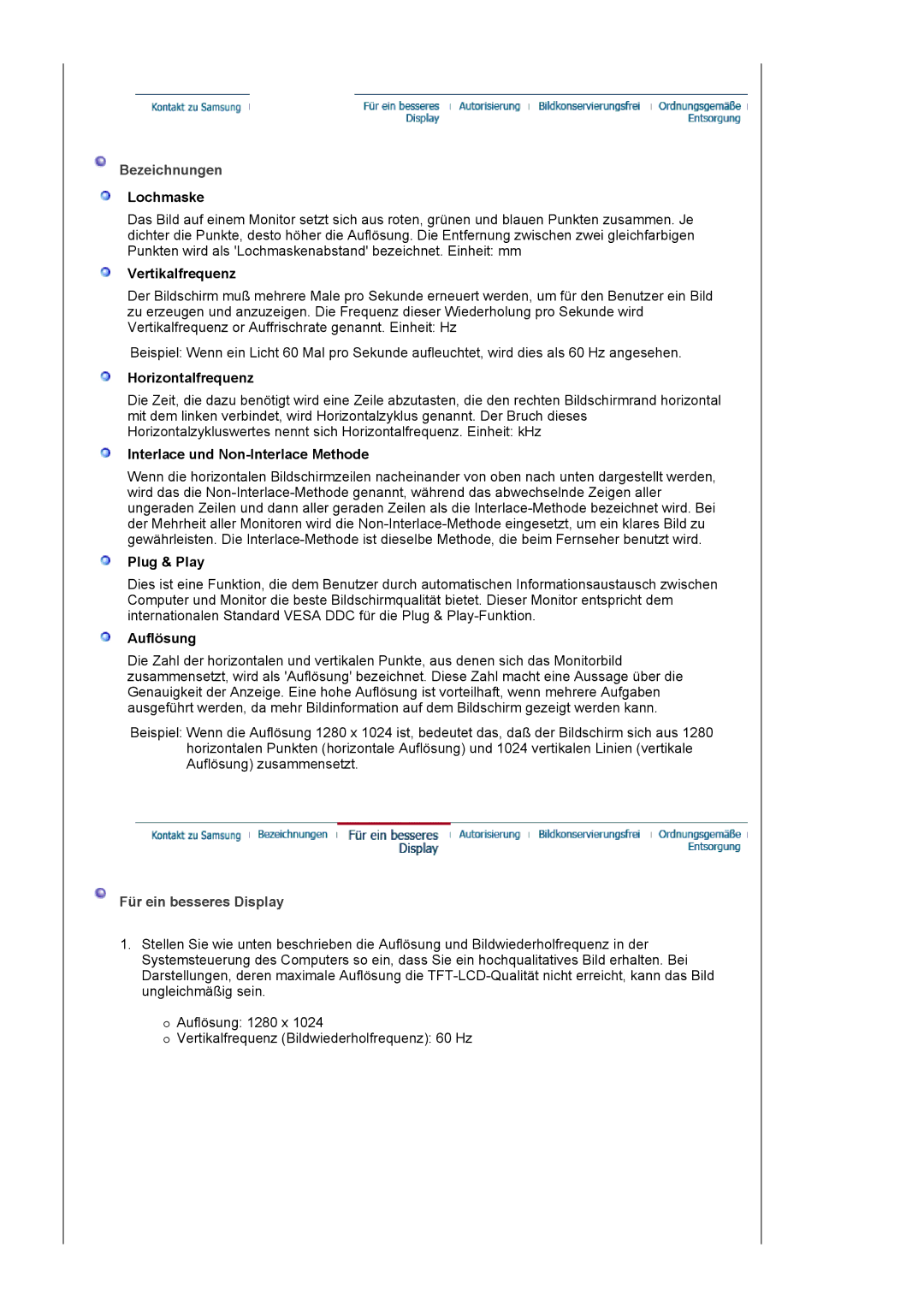 Samsung DE17PSQAQ/EDC, GS19ESSS/EDC manual Bezeichnungen, Für ein besseres Display 