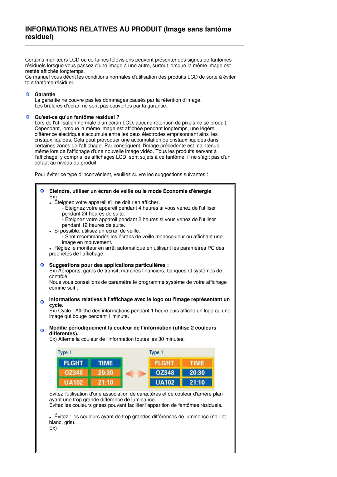 Samsung DE19PSQAQ/EDC manual Garantie, Quest-ce quun fantôme résiduel ?, Suggestions pour des applications particulières 