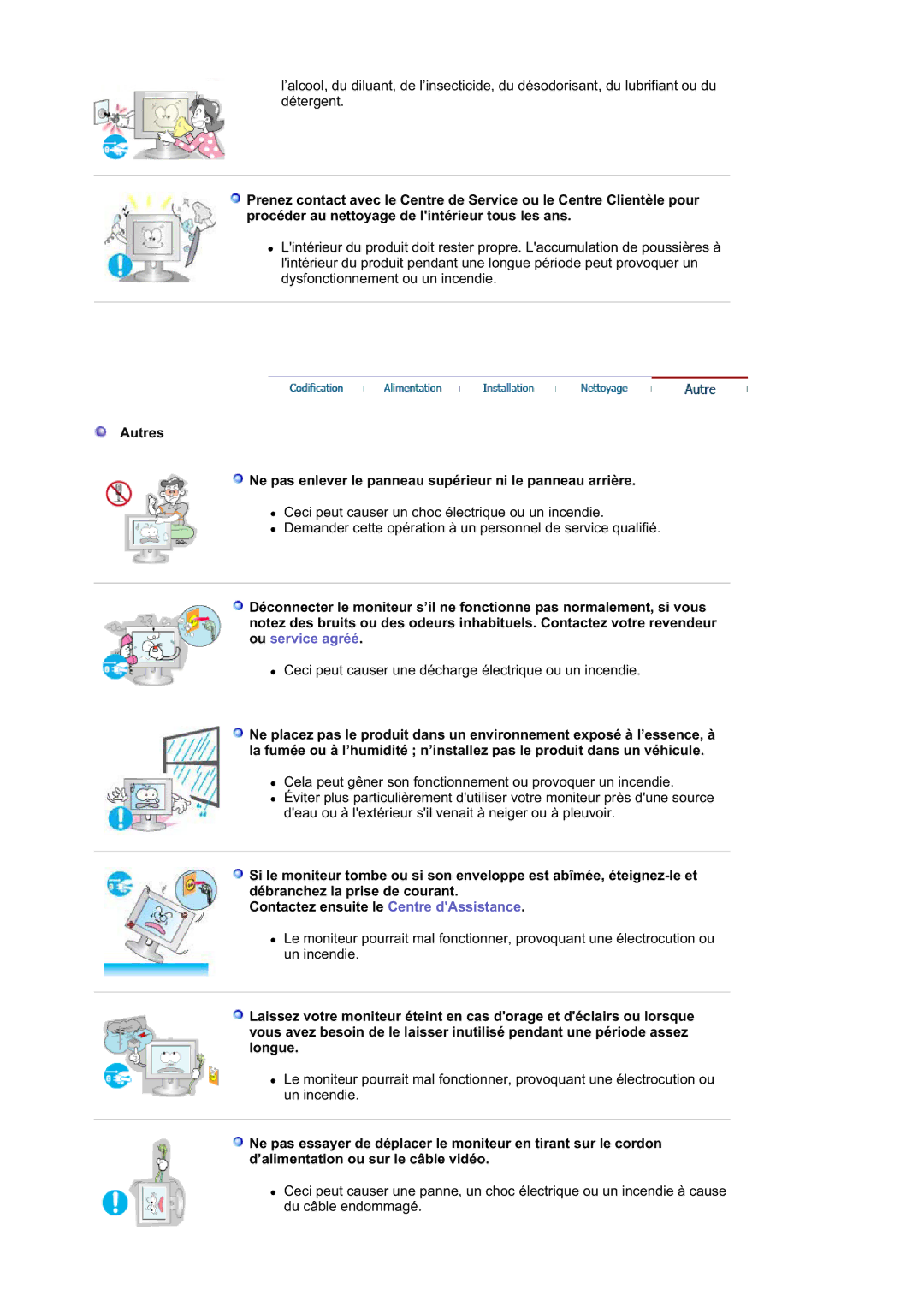 Samsung DE17PSQAQ/EDC, DE17PSQFV/EDC, DE19PSQAQ/EDC, DE19PSQFV/EDC Ceci peut causer une décharge électrique ou un incendie 