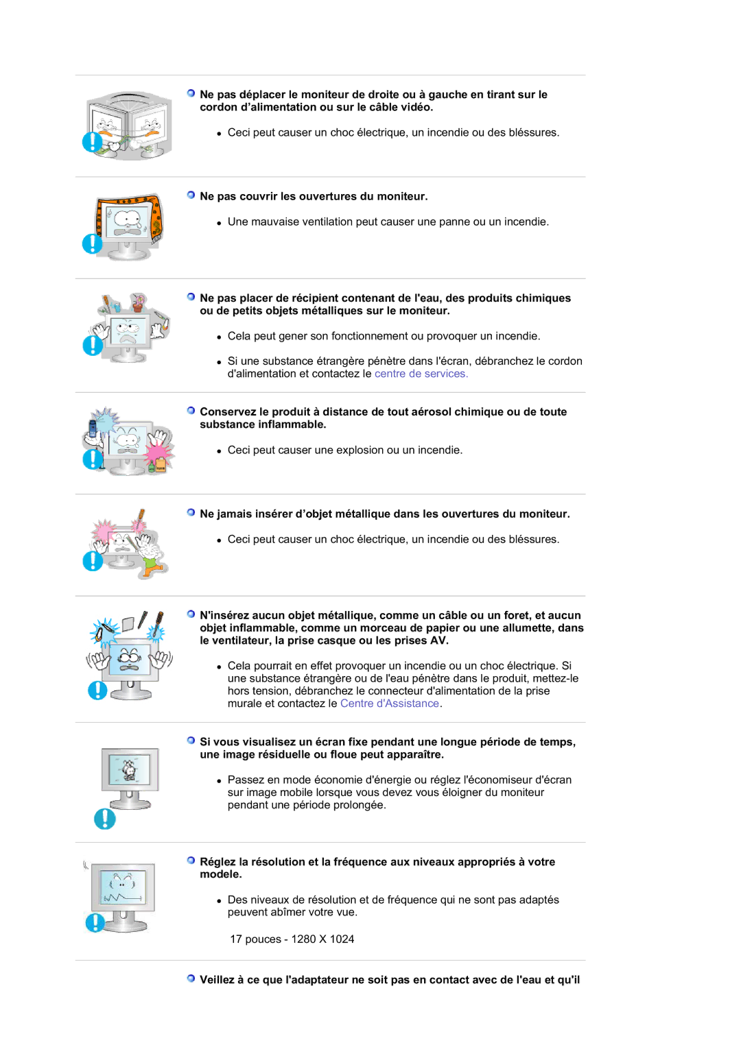 Samsung DE19PSQAQ/EDC, DE17PSQFV/EDC, DE17PSQAQ/EDC, DE19PSQFV/EDC, GS19ESSS/EDC Ne pas couvrir les ouvertures du moniteur 