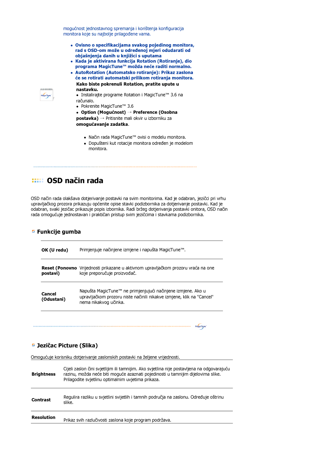 Samsung DE19PSQFV/EDC Kako biste pokrenuli Rotation, pratite upute u nastavku, OK U redu, Reset Ponovno, Postavi, Cancel 