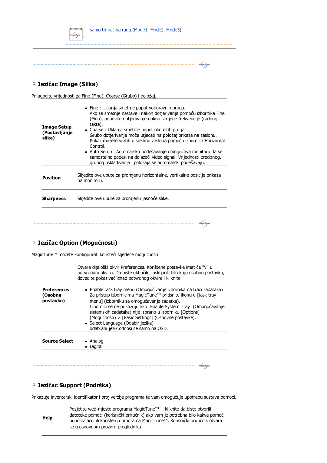 Samsung DE17PSQAQ/EDC manual Image Setup Postavljanje slike, Position, Preferences, Osobne, Postavke, Source Select, Help 