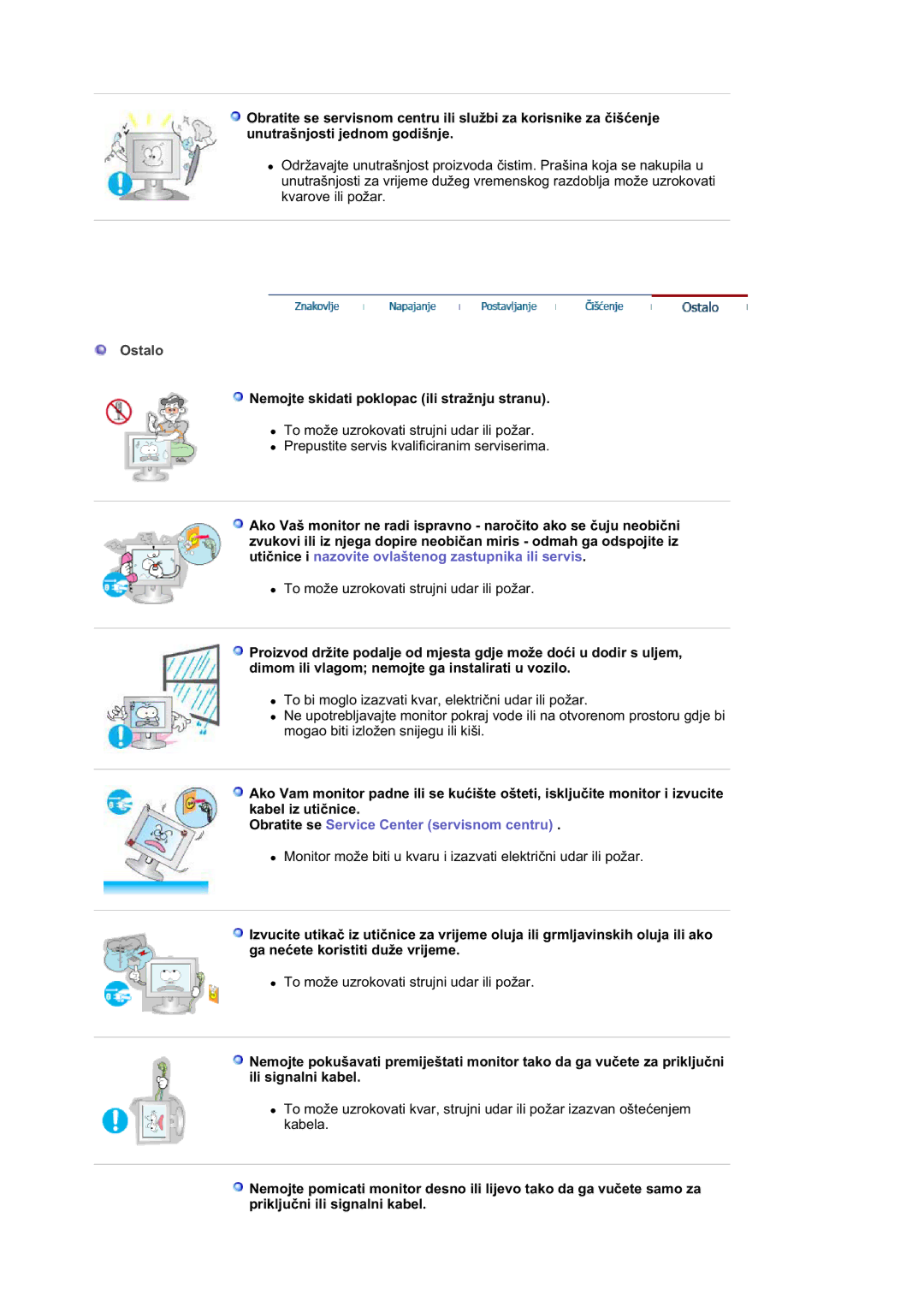 Samsung DE17PSQAQ/EDC, DE17PSQFV/EDC, DE19PSQAQ/EDC, DE19PSQFV/EDC manual Ostalo, Nemojte skidati poklopac ili stražnju stranu 