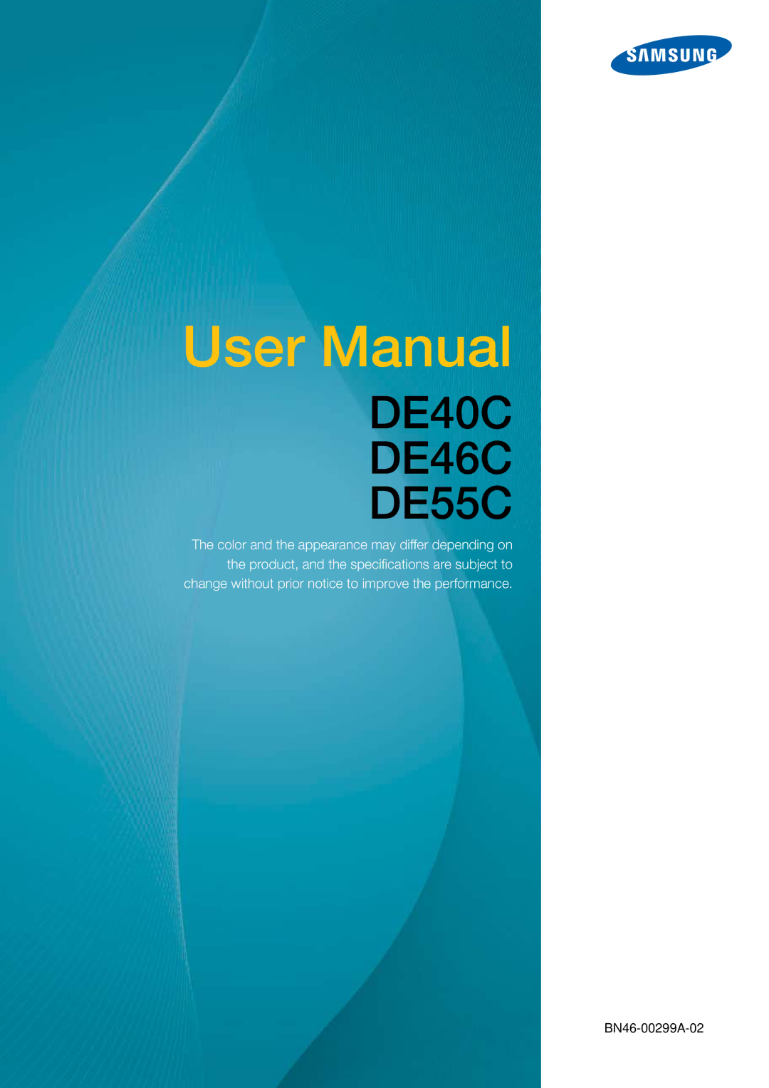 Samsung user manual DE40C DE46C DE55C 