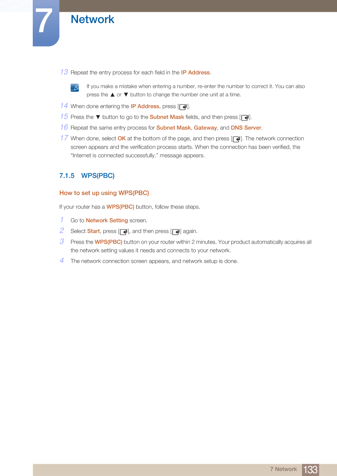 Samsung DE40C, DE55C, DE46C user manual Network 