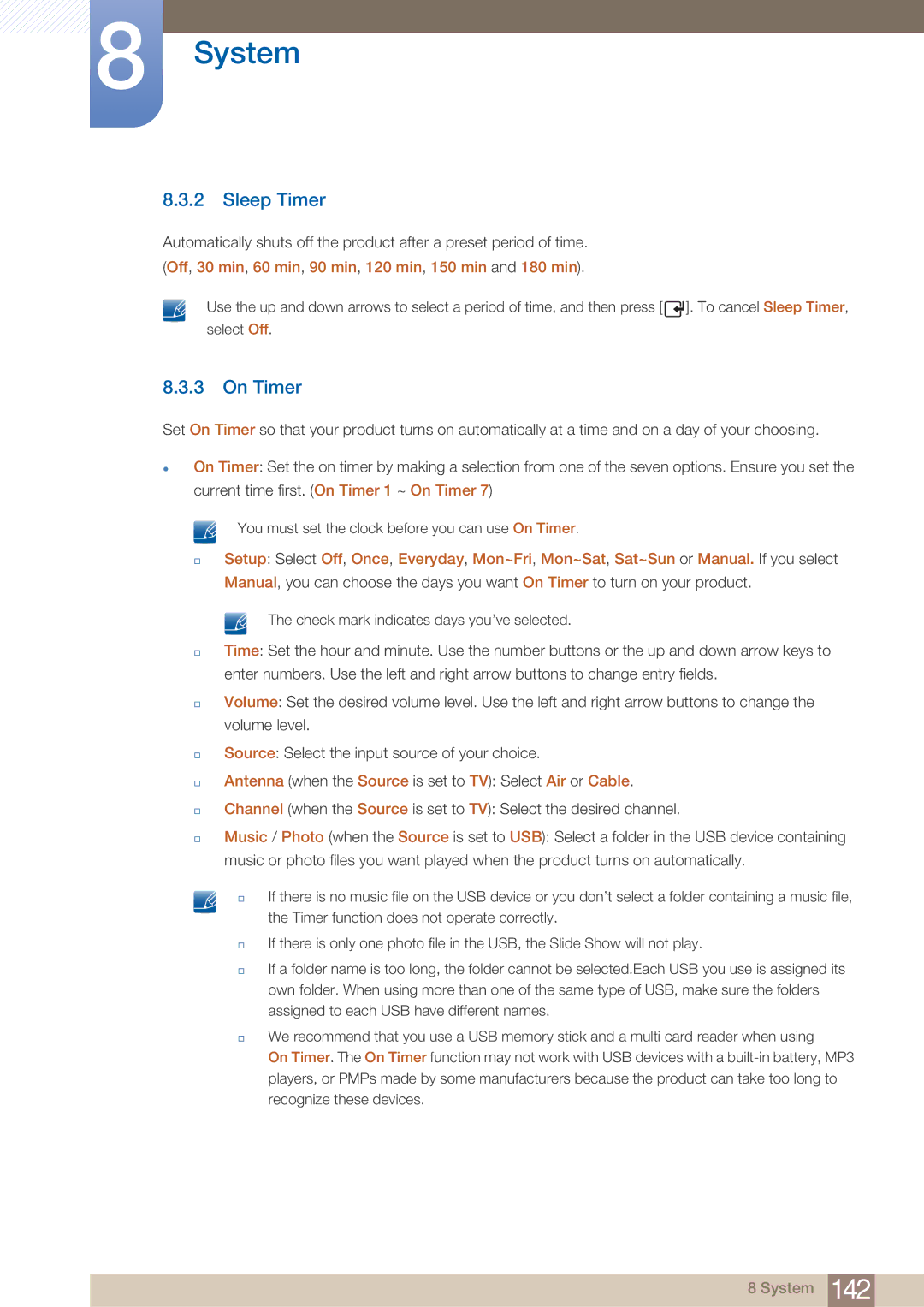 Samsung DE40C, DE55C, DE46C user manual Sleep Timer, On Timer 