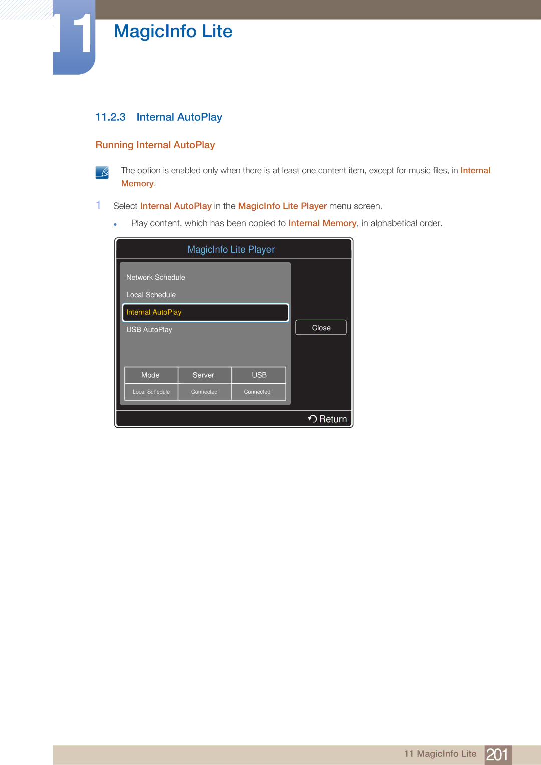 Samsung DE55C, DE40C, DE46C user manual Running Internal AutoPlay 