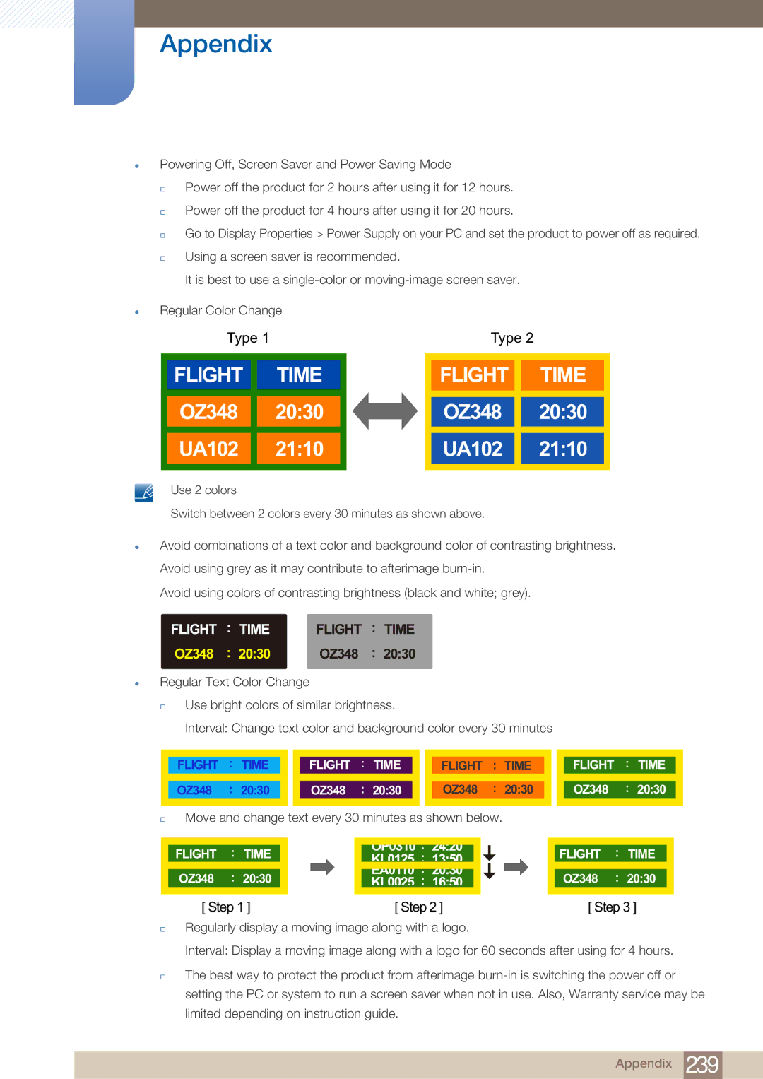 Samsung DE46C, DE55C, DE40C user manual Flight Time 